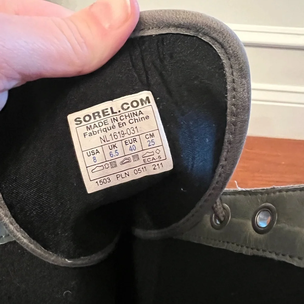 Sorel Womens NL1619 Sorelli Waterproof Rain Leather Gray Lace Up Boots